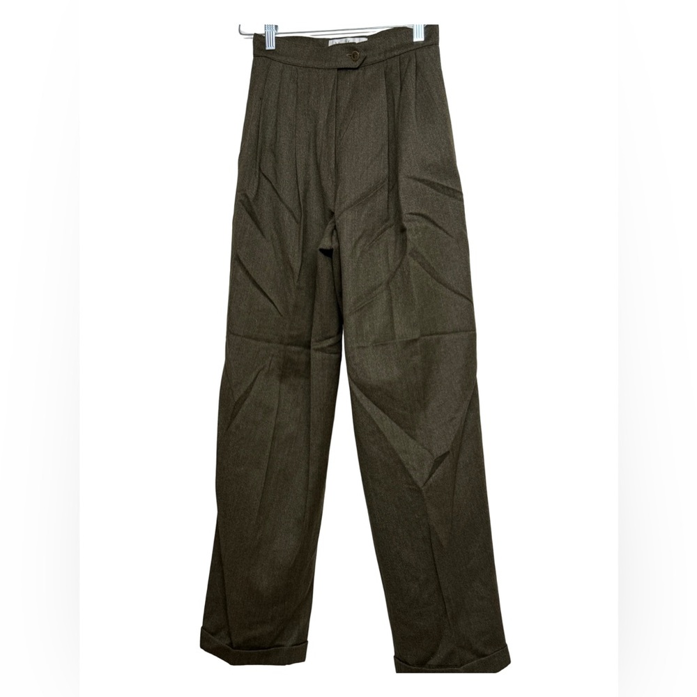 MaxMara Women's Elegant Olive Pants 100% Pure New Wool Size 4 Made in Italy
